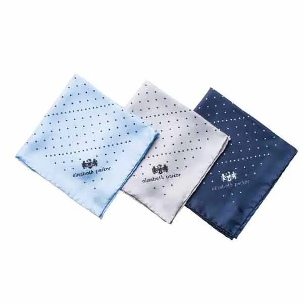 Sky Blue Multi Dotty Silk Pocket Square