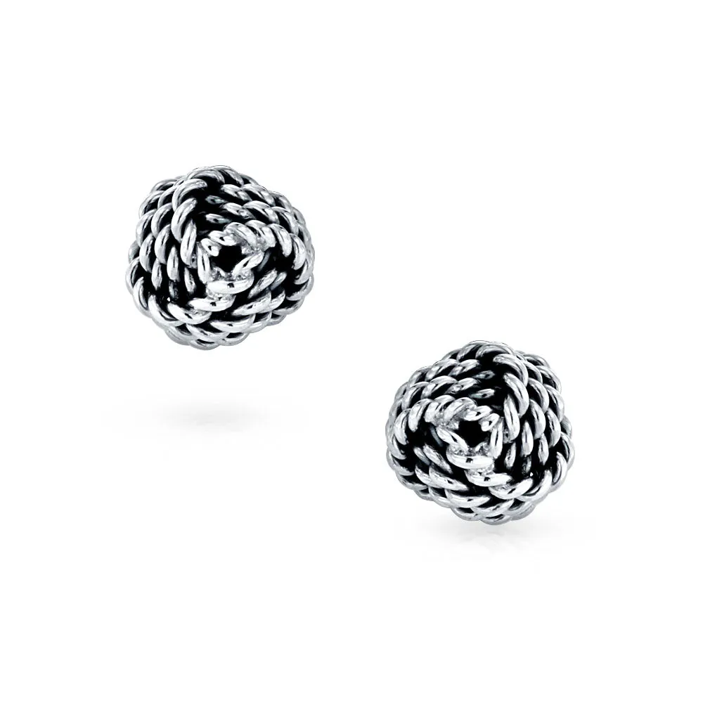 Solid Double Sided Love Knot Shirt Cufflinks for Men - Sterling Silver Gift