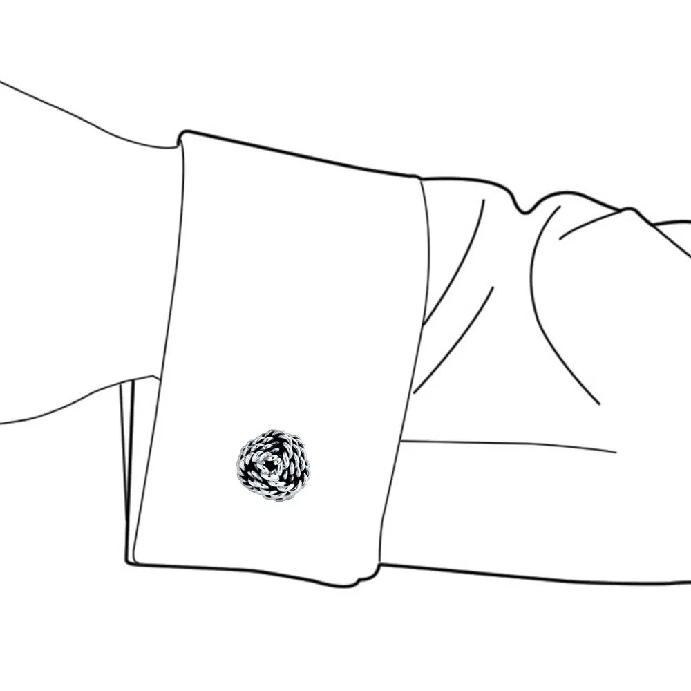 Solid Double Sided Love Knot Shirt Cufflinks for Men - Sterling Silver Gift