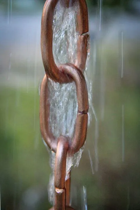 Standard Link Rain Chain Classic Copper Finish Professional Grade Downspout Alternative