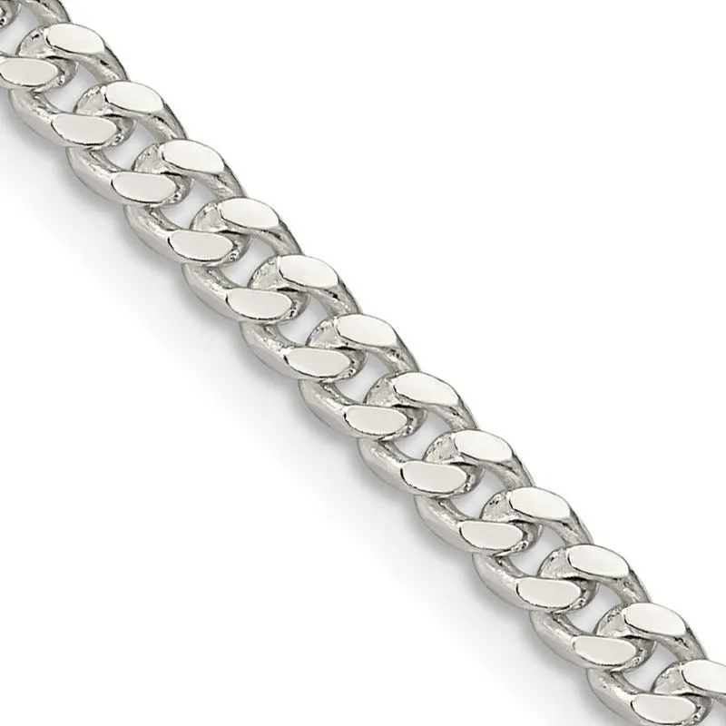 Sterling Silver 3.25mm Domed Curb Chain Necklace
