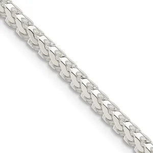 Sterling Silver 3.4mm D/C Square Franco Chain Necklace