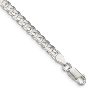 Sterling Silver 4.5mm Concave Beveled Curb Chain Bracelet