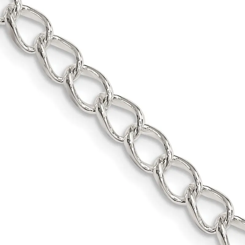 Sterling Silver 4.5mm Half round Wire Open Curb Chain Necklace