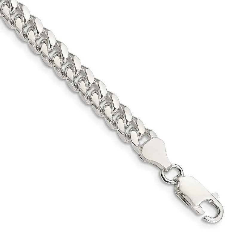 Sterling Silver 6mm Domed w/ Side D/C Curb Chain Bracelet