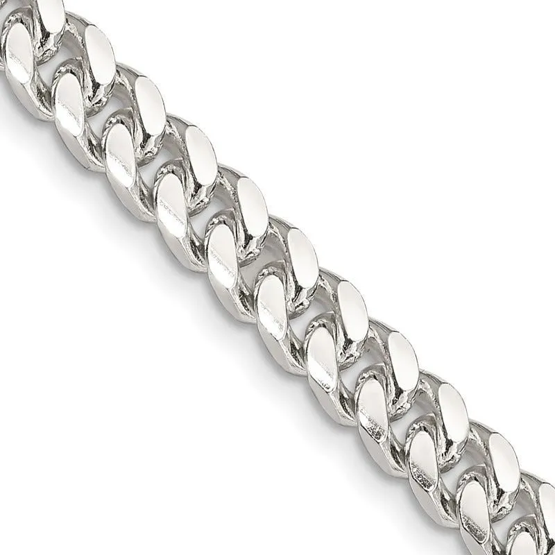 Sterling Silver 6mm Domed w/ Side D/C Curb Chain Necklace