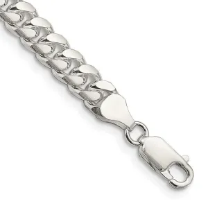 Sterling Silver 7mm Domed w/ Side D/C Curb Chain Bracelet