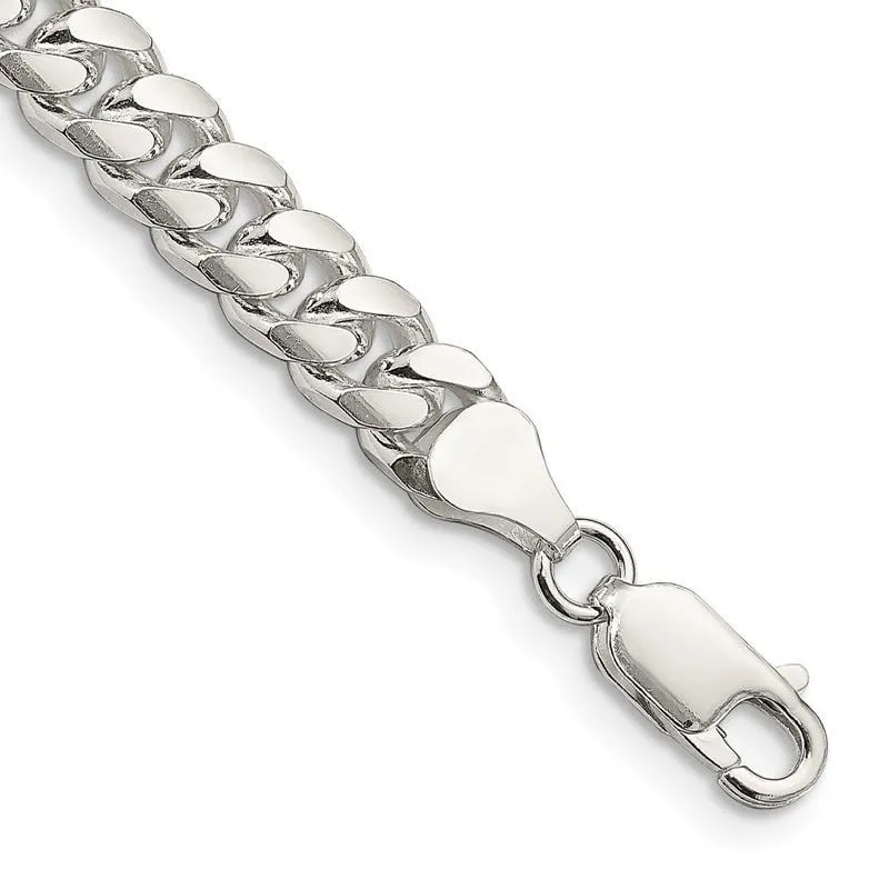 Sterling Silver 7mm Domed w/ Side D/C Curb Chain Bracelet