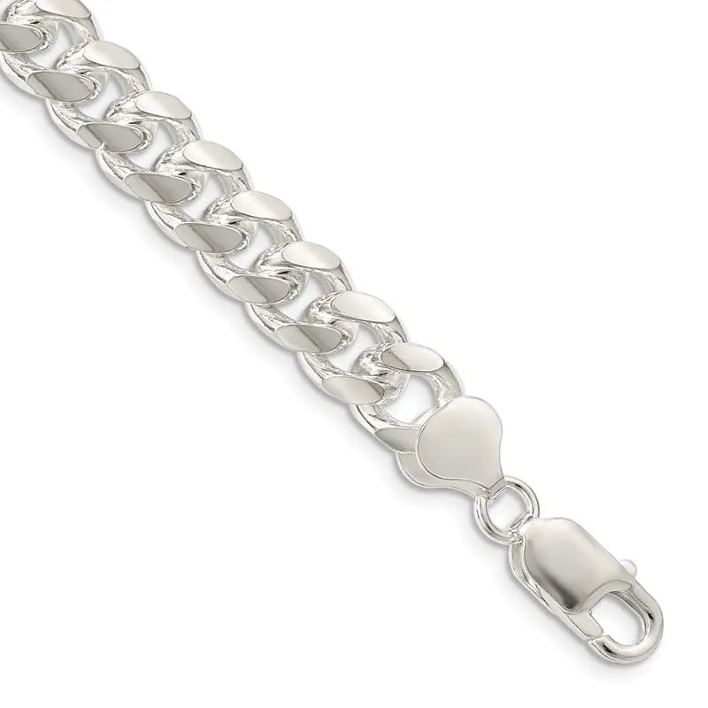 Sterling Silver 8.5mm Domed w/ Side D/C Curb Chain Bracelet