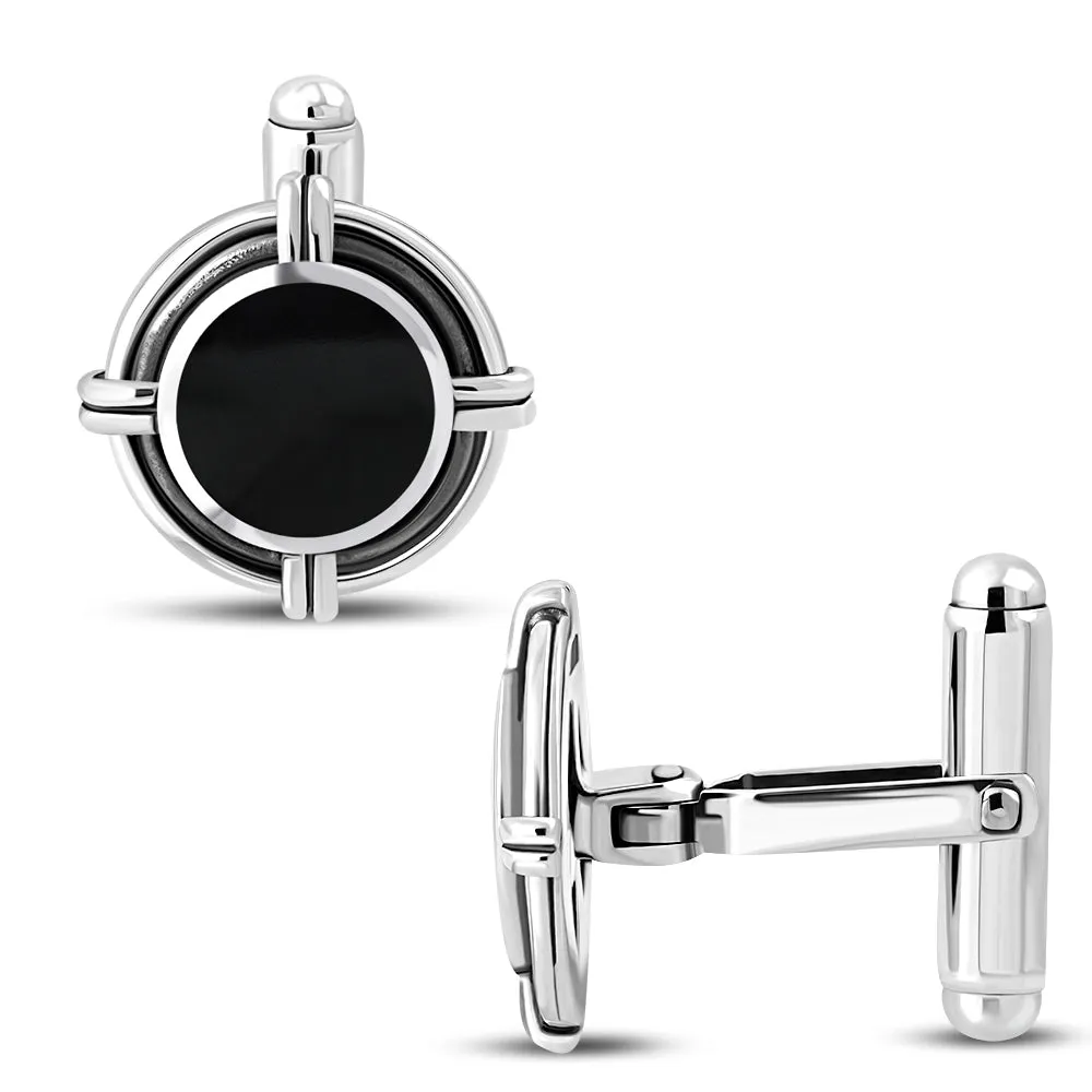 Sterling Silver Black Onyx Cufflinks