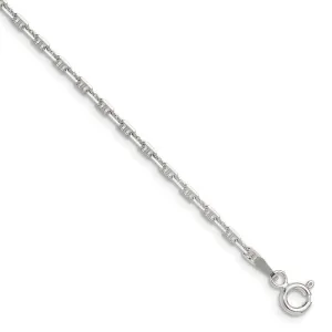 Sterling Silver Polished and D/C 2mm Marine Link Chain Bracelet