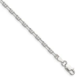 Sterling Silver Polished and D/C 3mm Marine Link Chain Bracelet