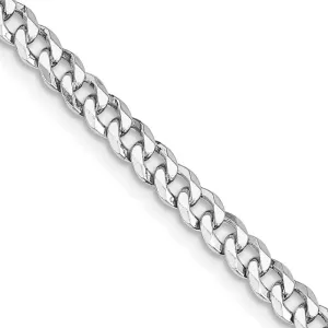 Sterling Silver Rhodium-plated 4mm Beveled Curb Chain Necklace