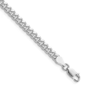Sterling Silver Rhodium-plated 4mm Domed w/ Side D/C Curb Chain Bracelet