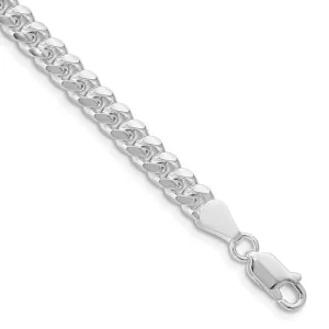 Sterling Silver Rhodium-plated 5mm Domed w/ Side D/C Curb Chain Bracelet