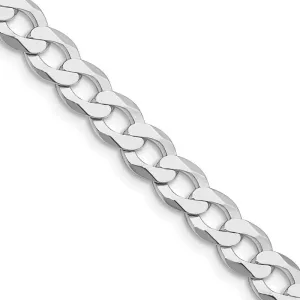 Sterling Silver Rhodium-plated 6.8mm Flat Curb Chain Necklace