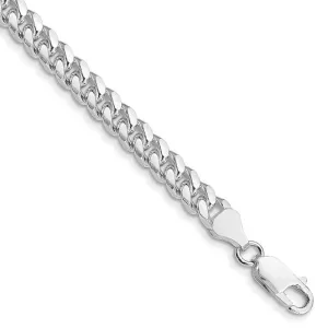 Sterling Silver Rhodium-plated 6mm Domed w/ Side D/C Curb Chain Bracelet