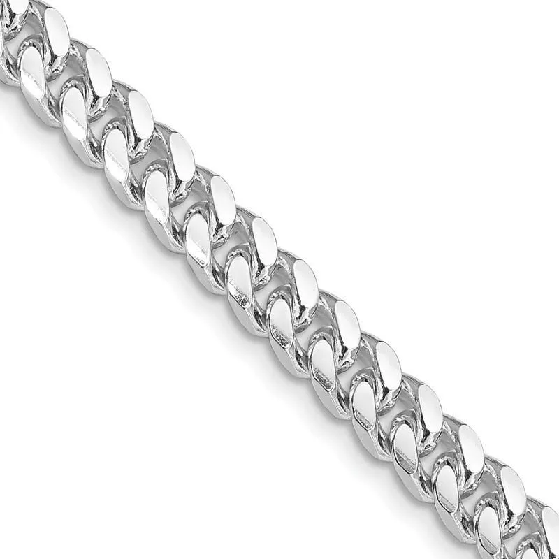 Sterling Silver Rhodium-plated 6mm Domed w/ Side D/C Curb Chain Necklace