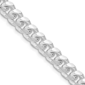 Sterling Silver Rhodium-plated 7.35mm Domed w/ Side D/C Curb Chain Necklace
