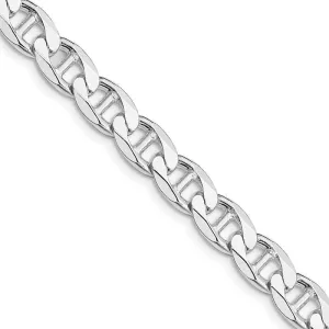 Sterling Silver Rhodium-plated 7.4mm Flat Cuban Anchor Chain Necklace