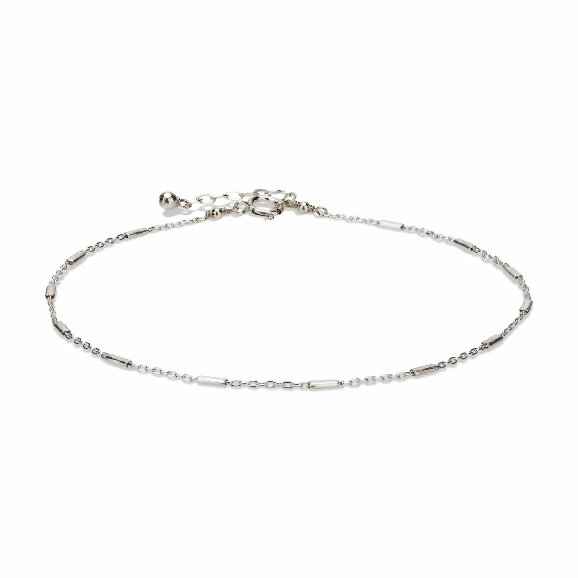 Sterling Silver Simple Tube Chain Anklet, Silver Ankle Bracelet, Foot Jewelry
