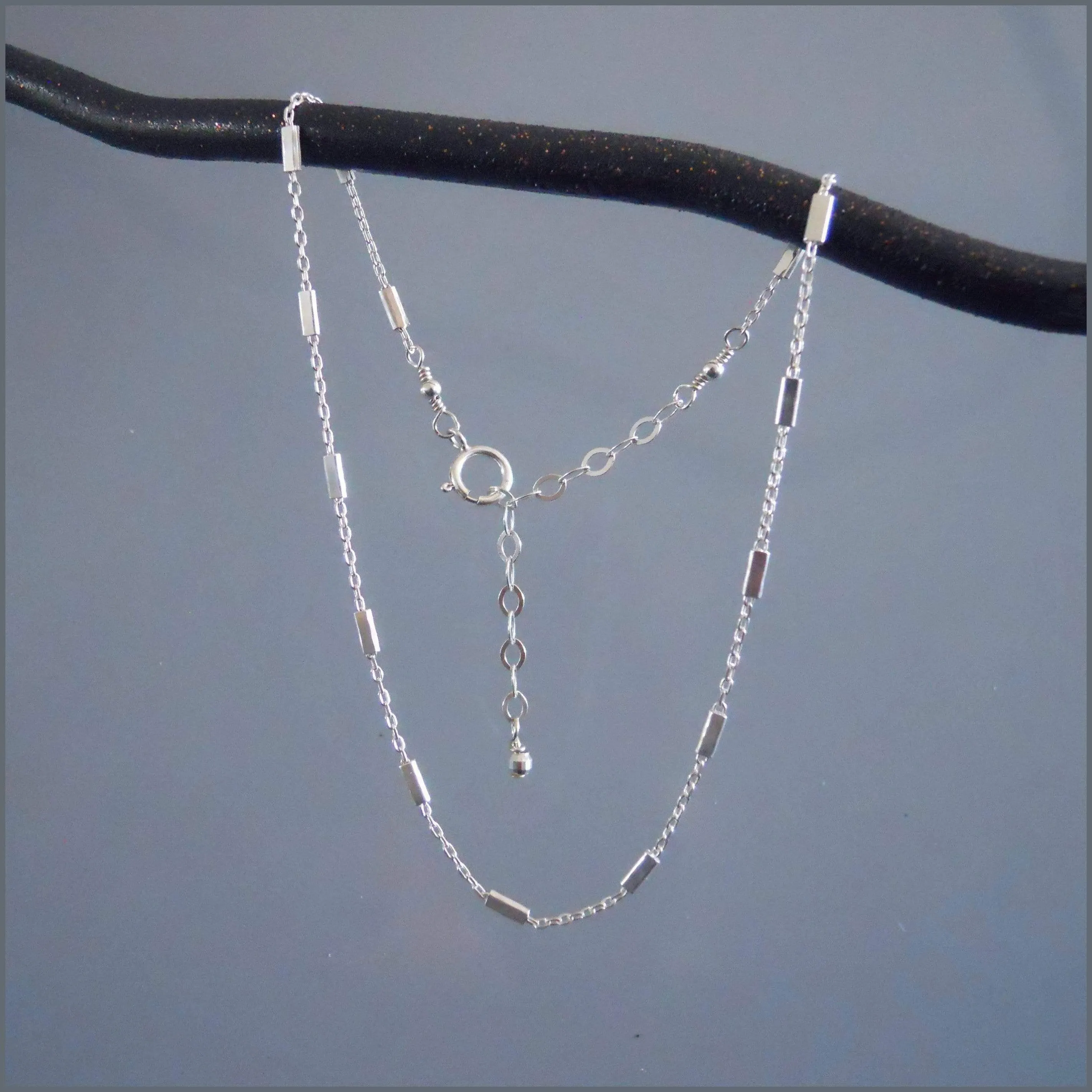 Sterling Silver Simple Tube Chain Anklet, Silver Ankle Bracelet, Foot Jewelry