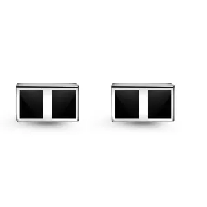 Sterling Silver Whitby Jet Split Rectangular Cufflinks