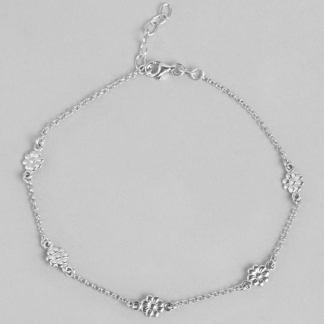 Studded flower 925 Sterling Anklets