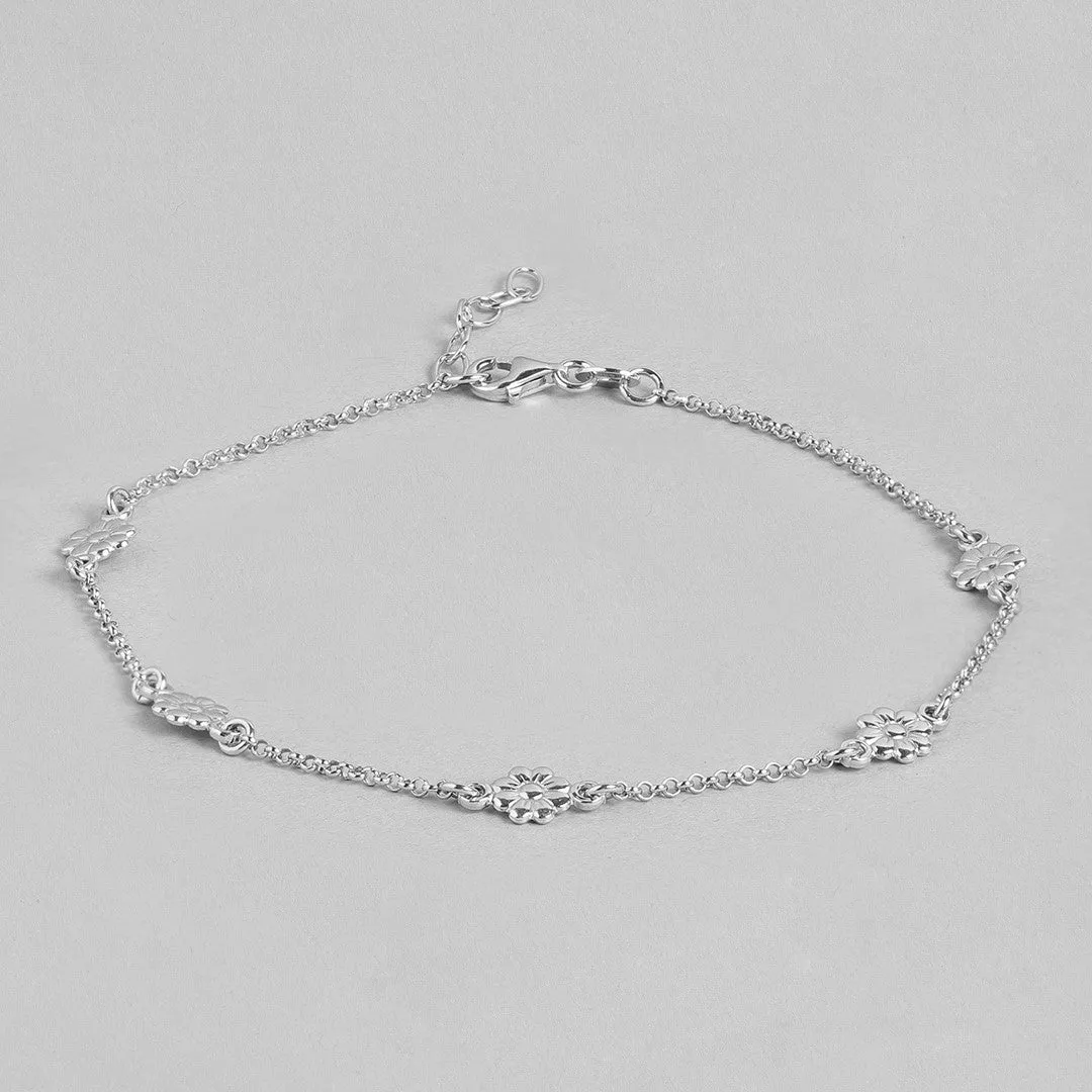 Studded flower 925 Sterling Anklets