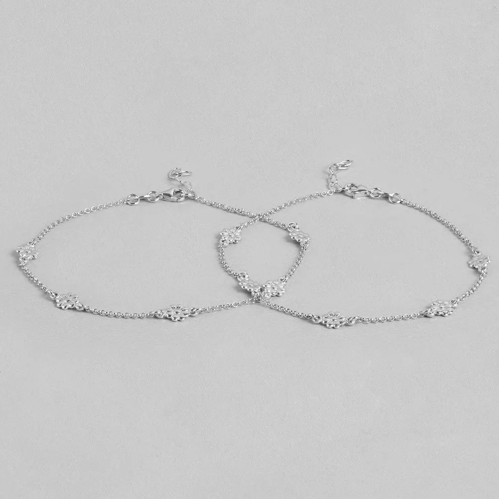 Studded flower 925 Sterling Anklets