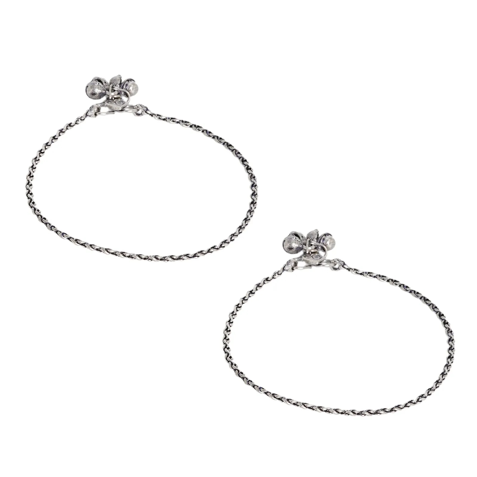 Teejh Kuvira Silver Oxidised Anklets