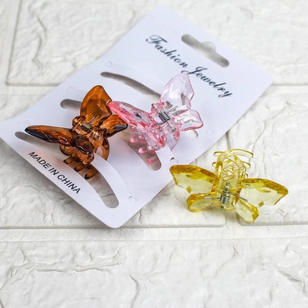 Transparent Butterfly Hair Clips 3-Pack