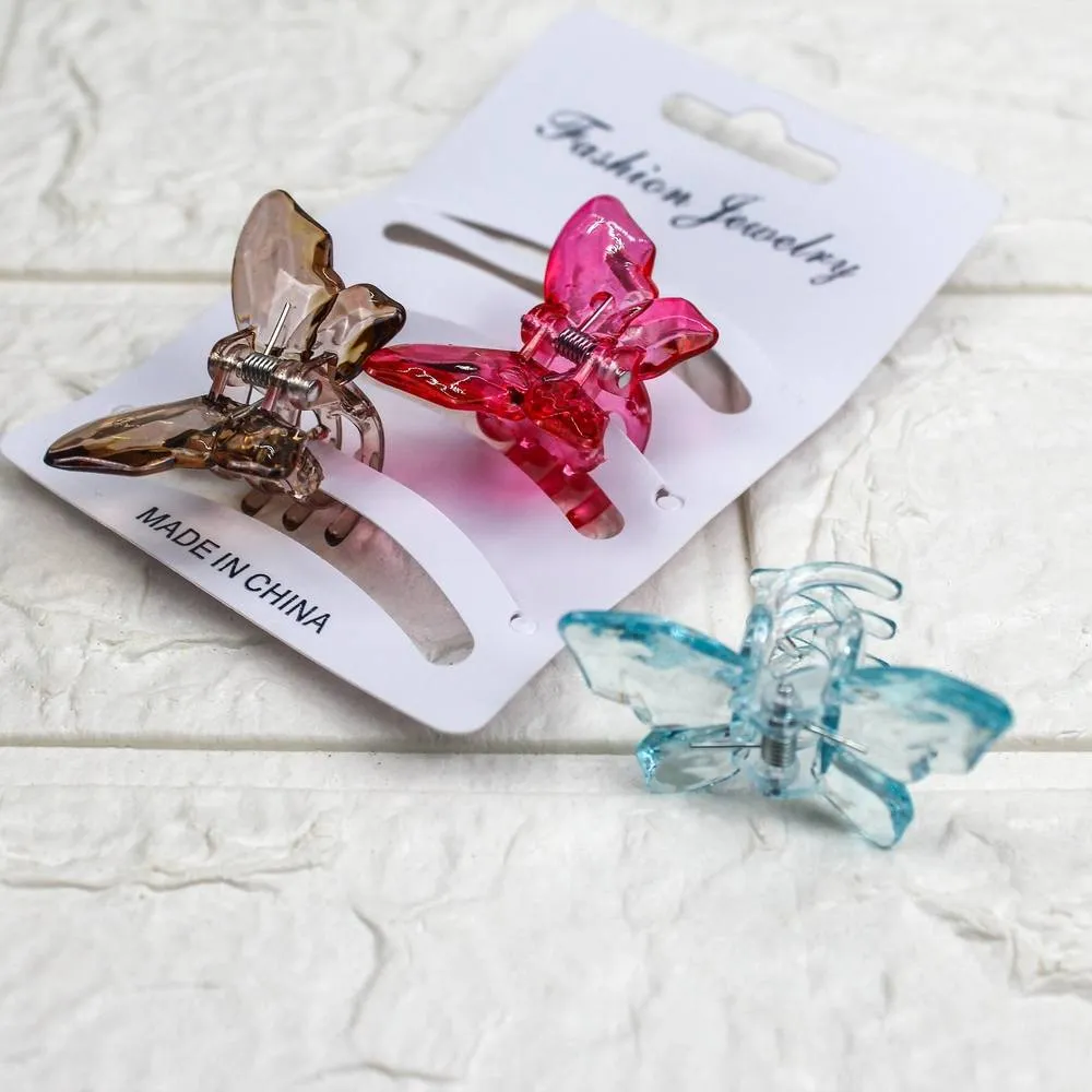 Transparent Butterfly Hair Clips 3-Pack