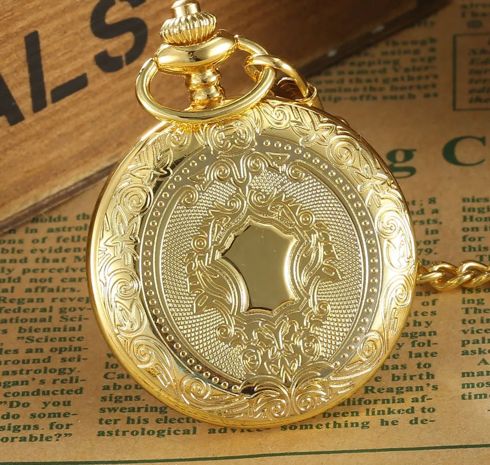 Unisex Acrylic Stainless Steel Roman Number Quartz Pocket Fob Watch