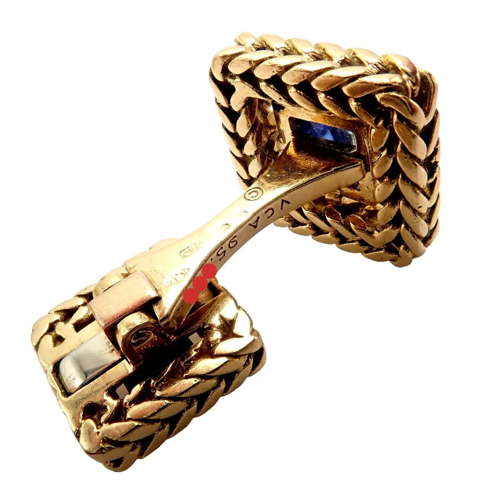 Van Cleef & Arpels 18k Yellow Gold Vintage George L'Enfant Sapphire Cufflinks