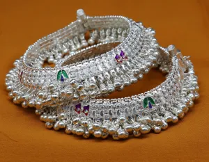 Vintage design handmade solid silver heavy anklet, excellent foot charm bracelet, amazing belly dance tribal jewelry from india ank460