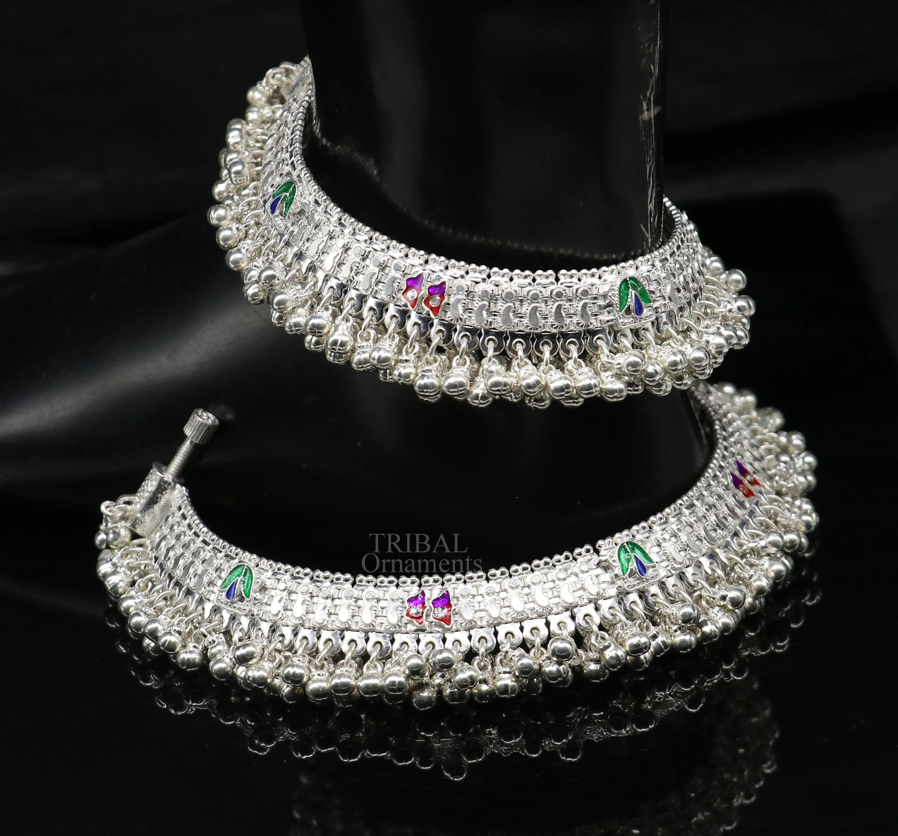 Vintage design handmade solid silver heavy anklet, excellent foot charm bracelet, amazing belly dance tribal jewelry from india ank460
