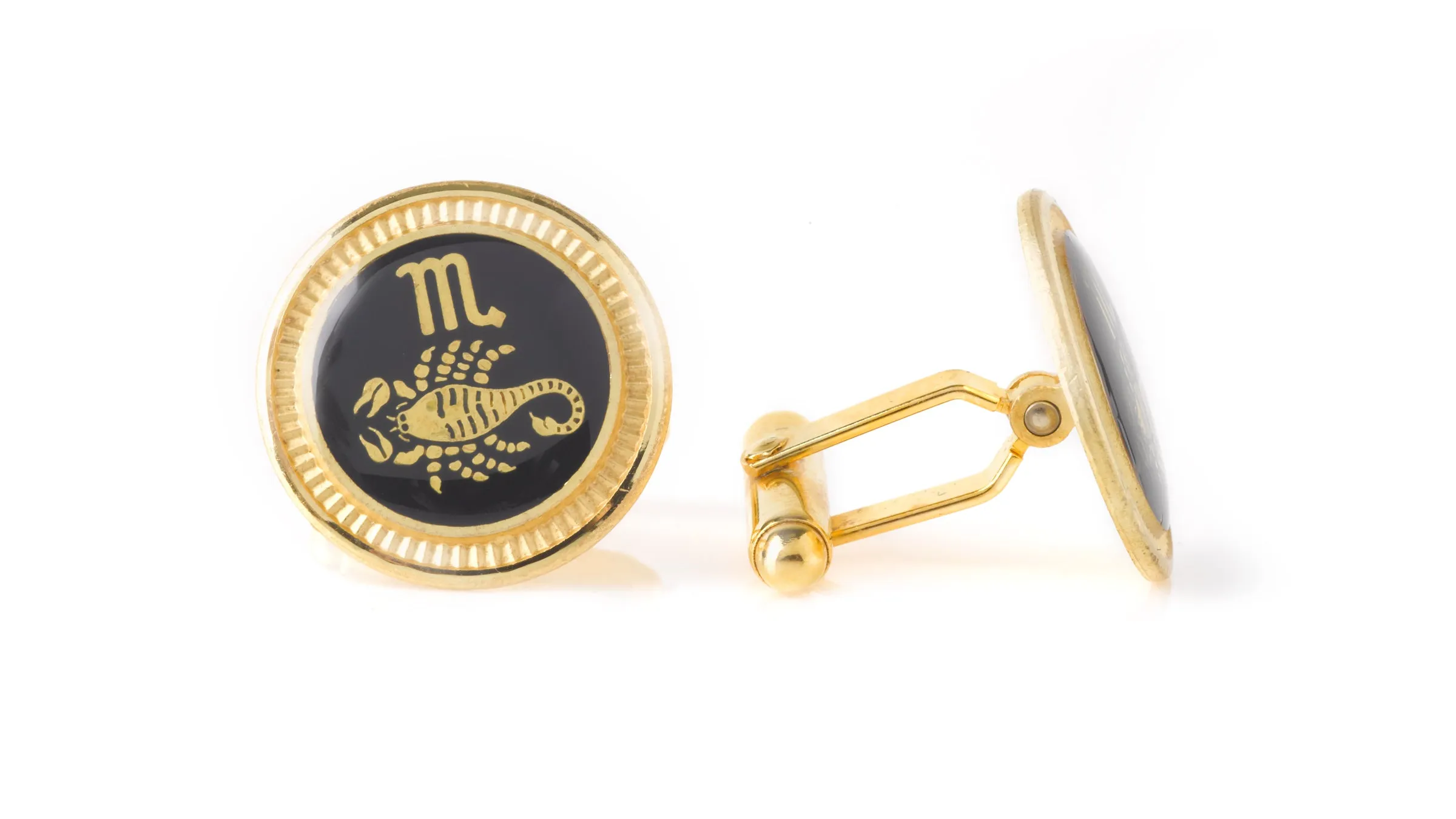 Zodiac 18-Karat Gold Plated Navy Enamel Cufflinks - Scorpio